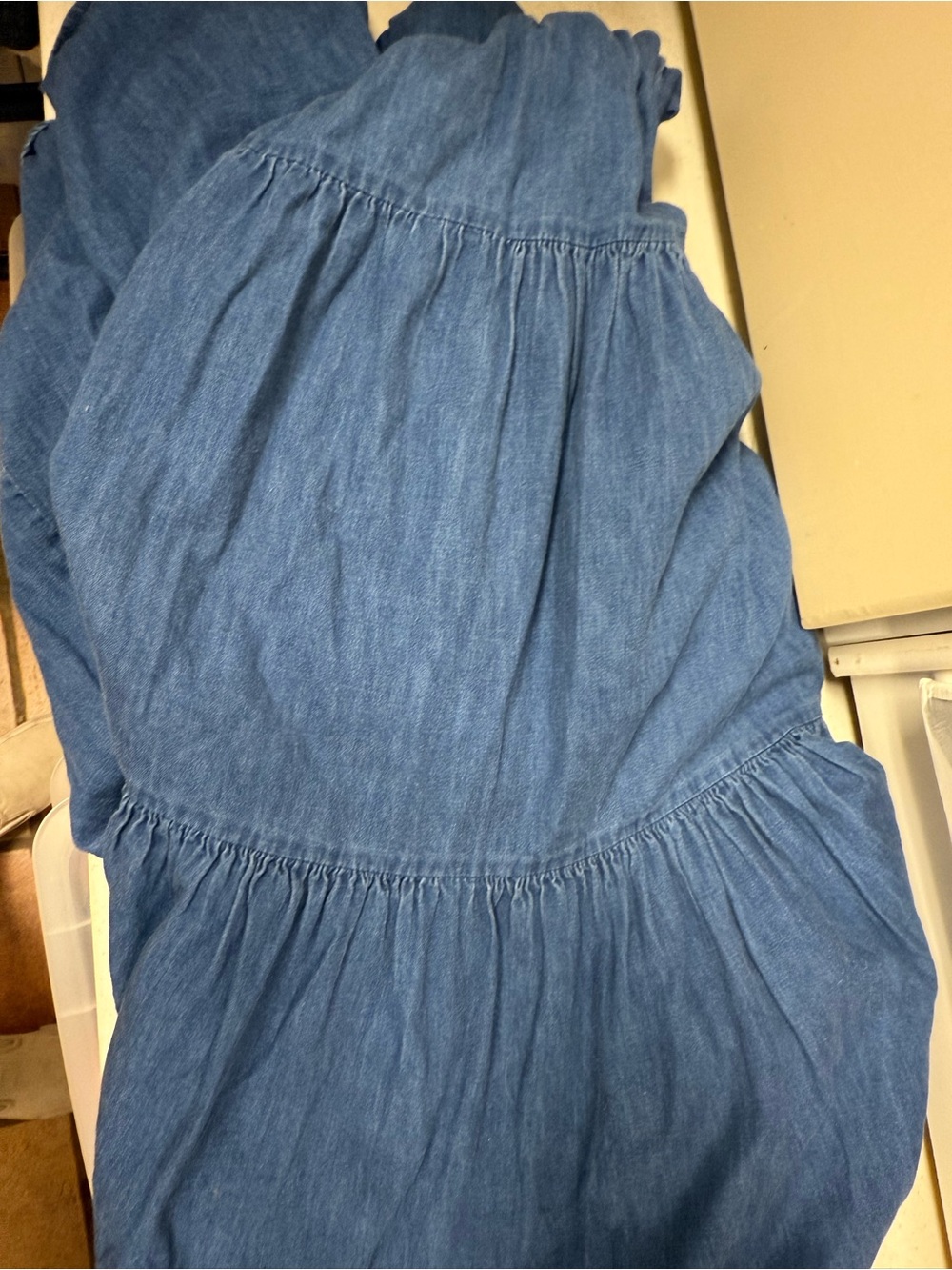 Vtg Glen Cove Chambray Tiered Maxi Skirt XL Cottagecore Boho Prairie - Picture 12 of 13